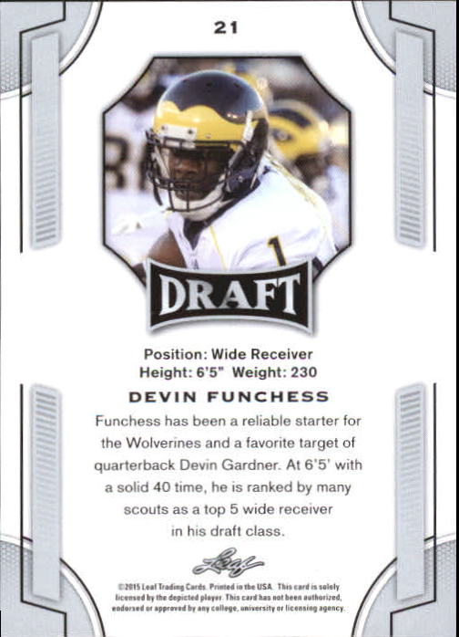 2015 Leaf Draft #21 Devin Funchess DP back image