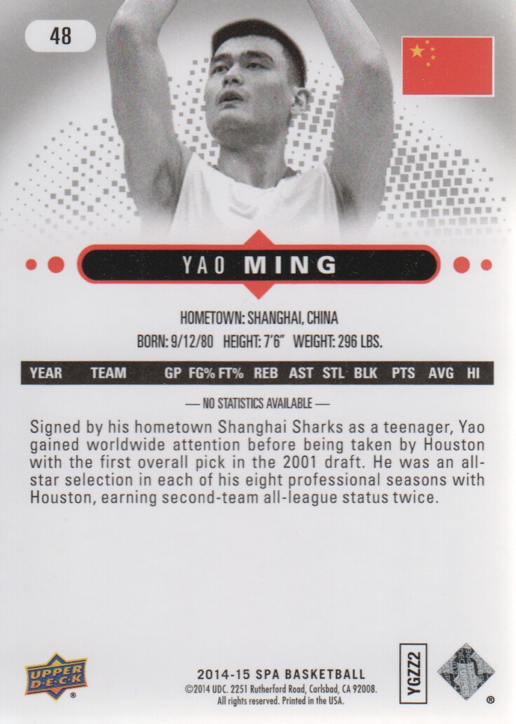 2014-15 SP Authentic #48 Yao Ming back image