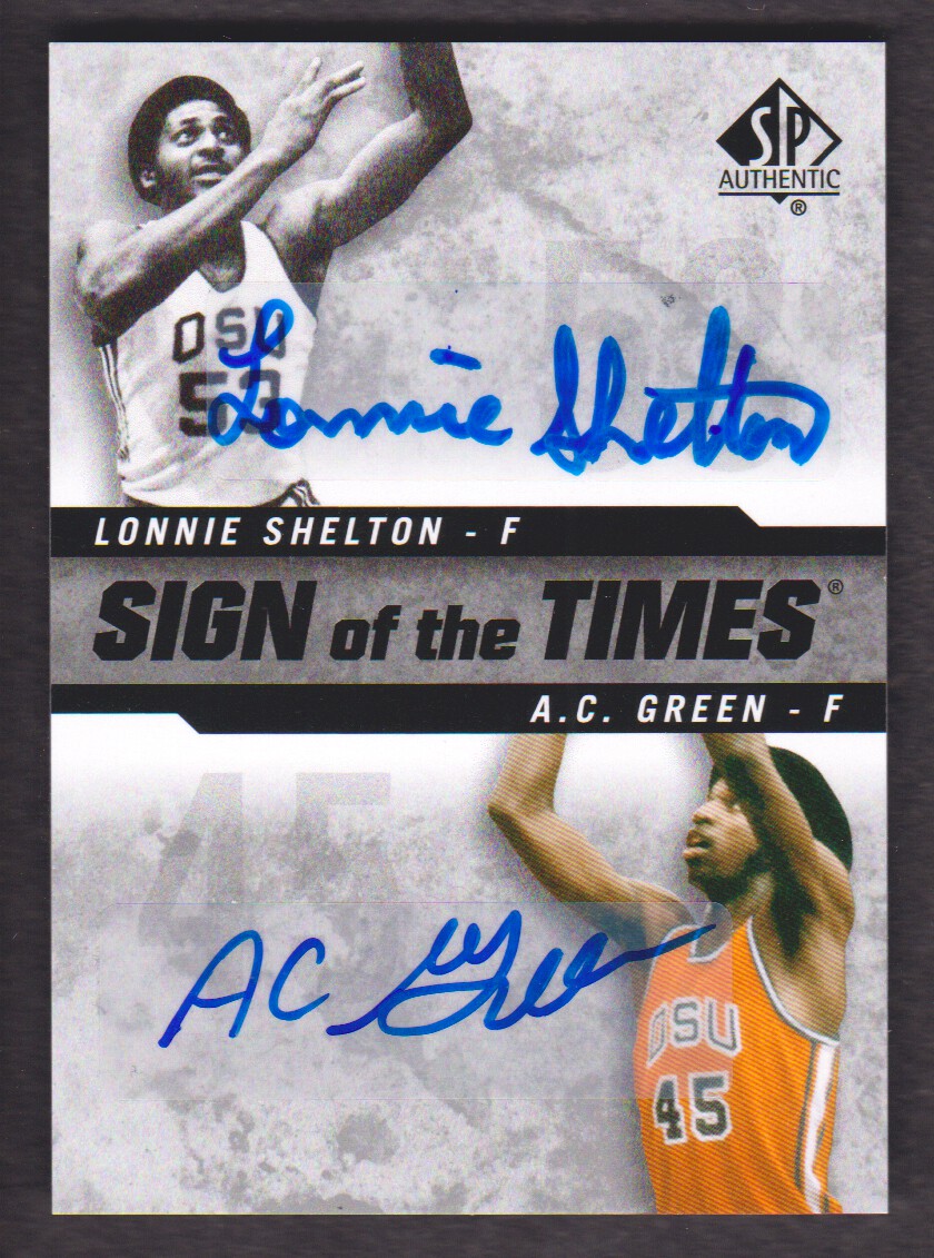 2014-15 SP Authentic Sign of the Times Dual #SOT2SG A.C. Green/Lonnie Shelton