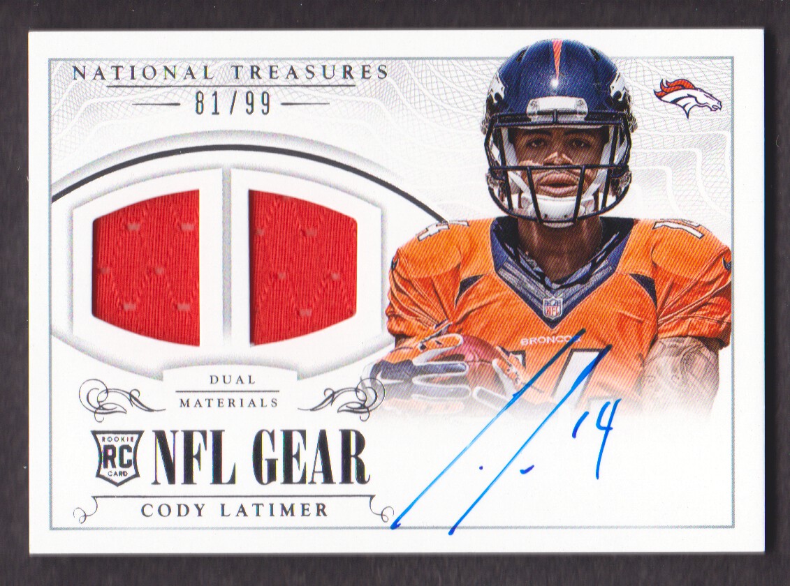 2014 Panini National Treasures Rookie NFL Gear Dual Materials Signatures #38 Cody Latimer/99