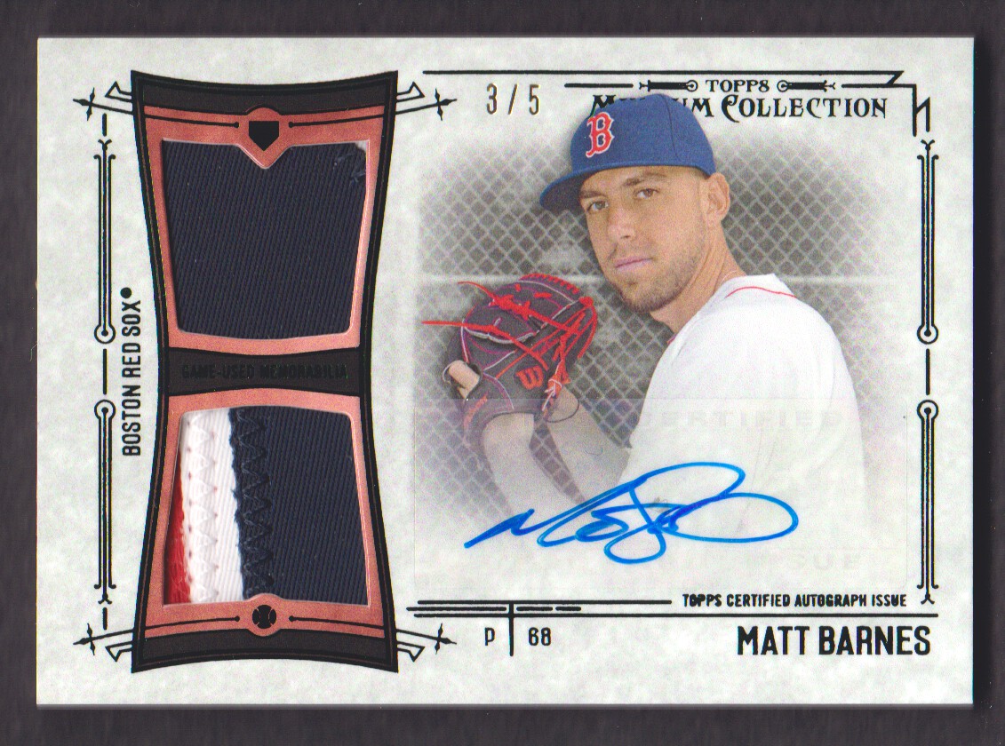 2015 Topps Museum Collection Signature Swatches Dual Relic Autographs Emerald Patch #SSDMBS Matt Barnes