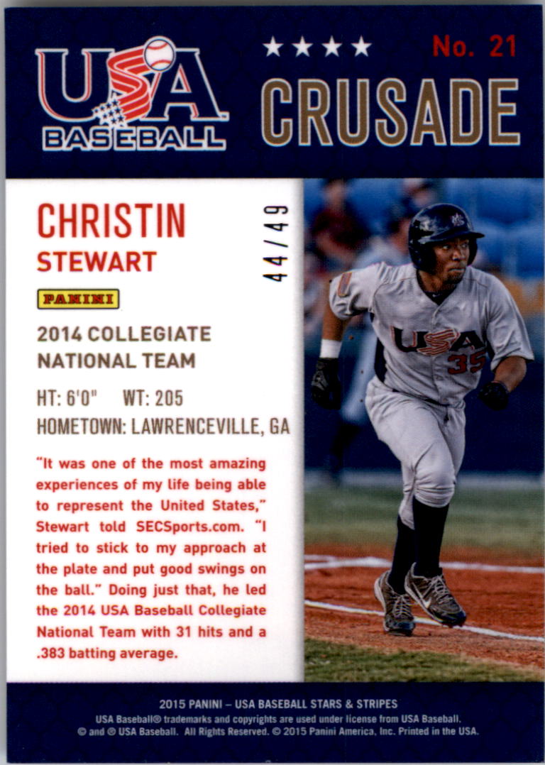 2015 USA Baseball Stars and Stripes Crusade Red and Blue #21 Christin Stewart back image