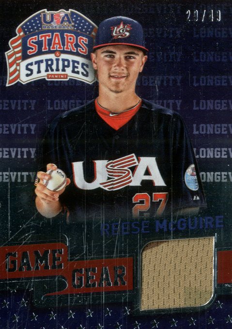 2015 USA Baseball Stars and Stripes Game Gear Materials Longevity #35 Reese McGuire/49