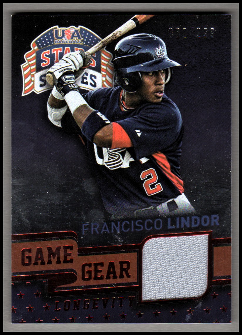 2015 USA Baseball Stars and Stripes Game Gear Materials Longevity Ruby #38 Francisco Lindor/299