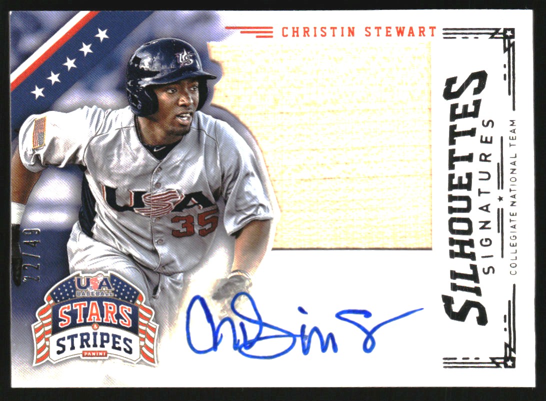 2015 USA Baseball Stars and Stripes Silhouettes Signature Jerseys #21 Christin Stewart/99