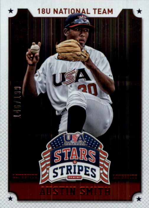 2015 USA Baseball Stars and Stripes Longevity Ruby #9 Austin Smith