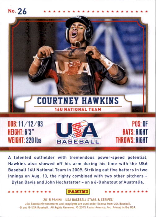 2015 USA Baseball Stars and Stripes Longevity Ruby #26 Courtney Hawkins back image