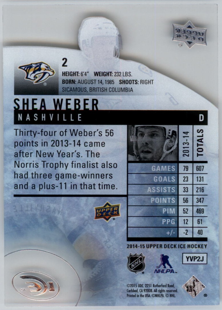 2014-15 Upper Deck Ice #2 Shea Weber