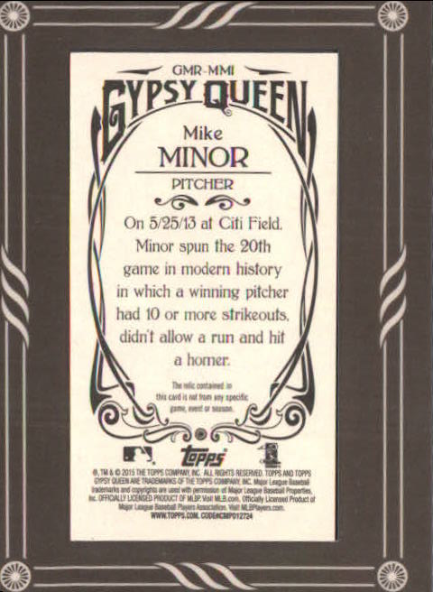 2015 Topps Gypsy Queen Framed Mini Relics #GMRMMI Mike Minor back image