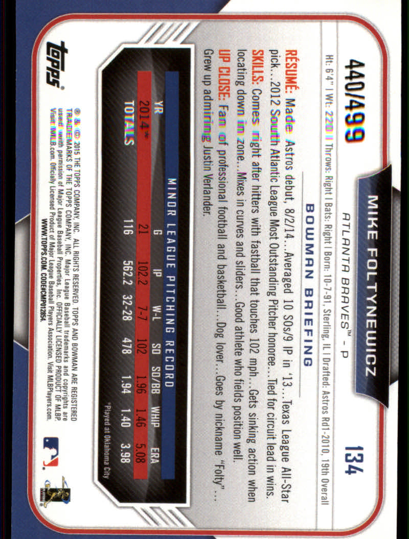 2015 Bowman Baseball "Main Set Color" Parallel Cards - Picture 17 of 39