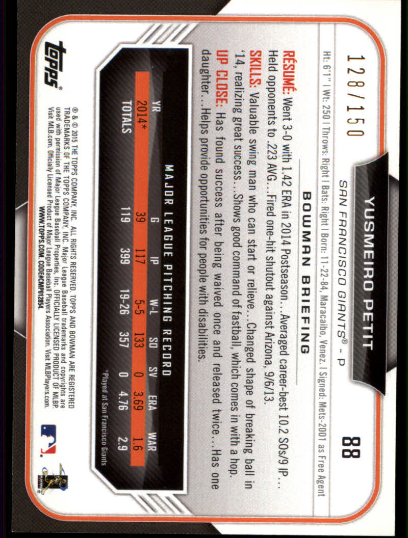 2015 Bowman Baseball "Main Set Color" Parallel Cards - Picture 3 of 39