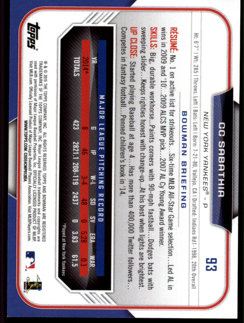 2015 Bowman Baseball "Main Set Color" Parallel Cards - Picture 33 of 39
