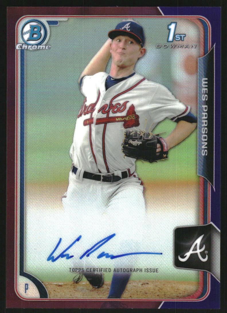 2015 Bowman Chrome Prospect Autographs Purple Refractors #BCAPWP Wes Parsons