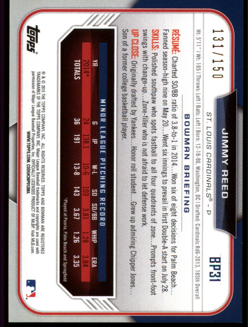 2015 Bowman Baseball "Prospects Color" Insert Parallel Cards - Picture 5 of 39