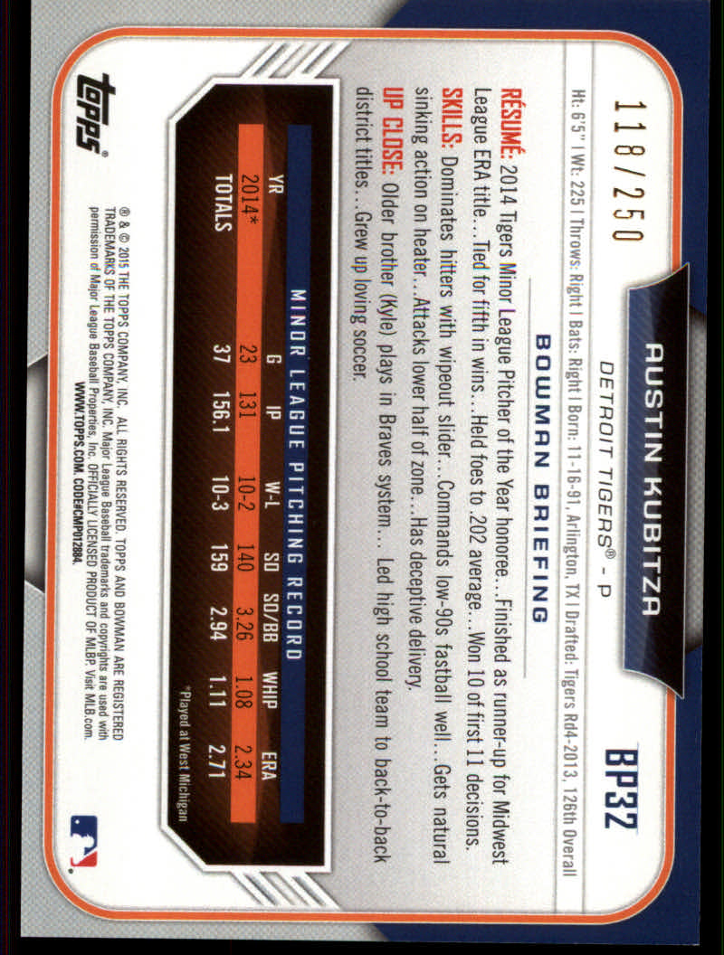 2015 Bowman Baseball "Prospects Color" Insert Parallel Cards - Picture 13 of 39