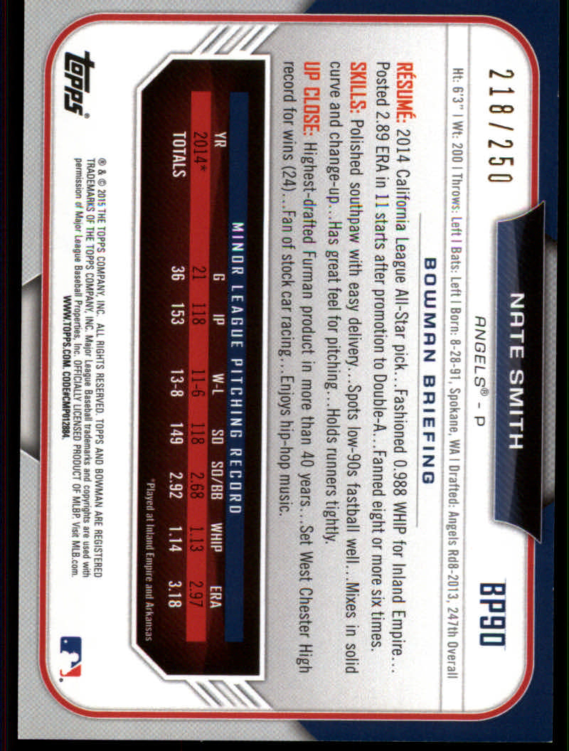 2015 Bowman Baseball "Prospects Color" Insert Parallel Cards - Picture 17 of 39