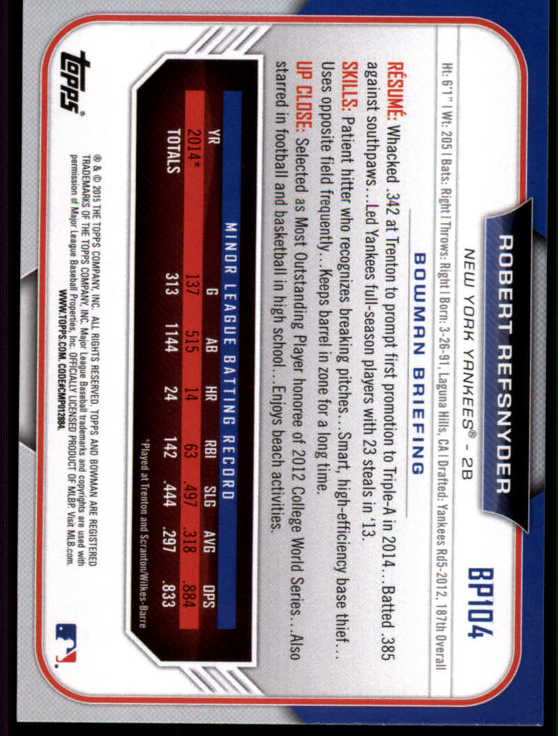 2015 Bowman Baseball "Prospects Color" Insert Parallel Cards - Picture 35 of 39