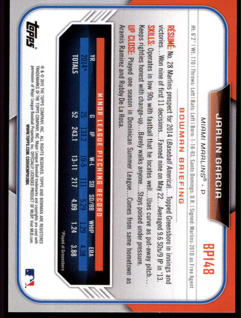 2015 Bowman Baseball "Prospects Color" Insert Parallel Cards - Picture 39 of 39