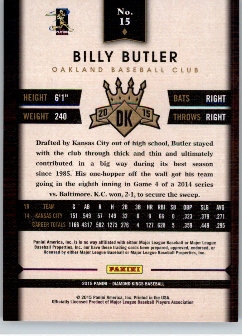 2015 Diamond Kings Framed Red #15 Billy Butler back image