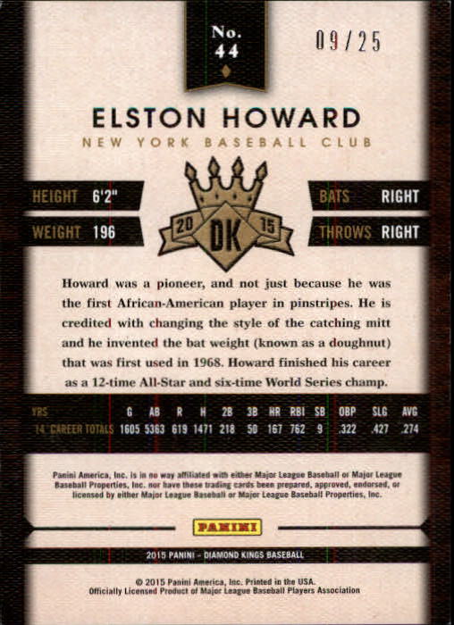 2015 Diamond Kings Gold #44 Elston Howard back image