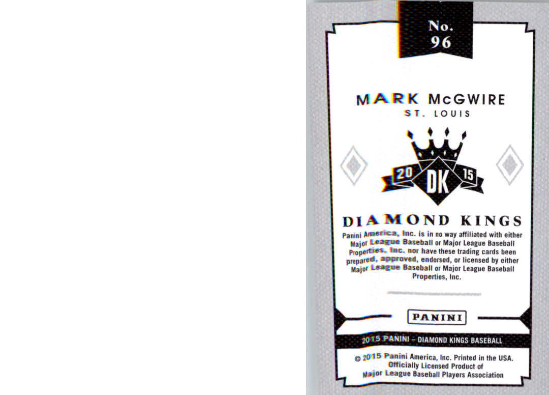 2015 Diamond Kings DK Minis #96 Mark McGwire back image
