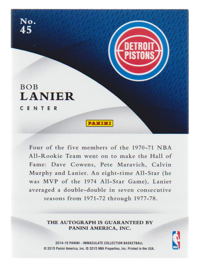 2014-15 Immaculate Collection Ink Red #45 Bob Lanier back image