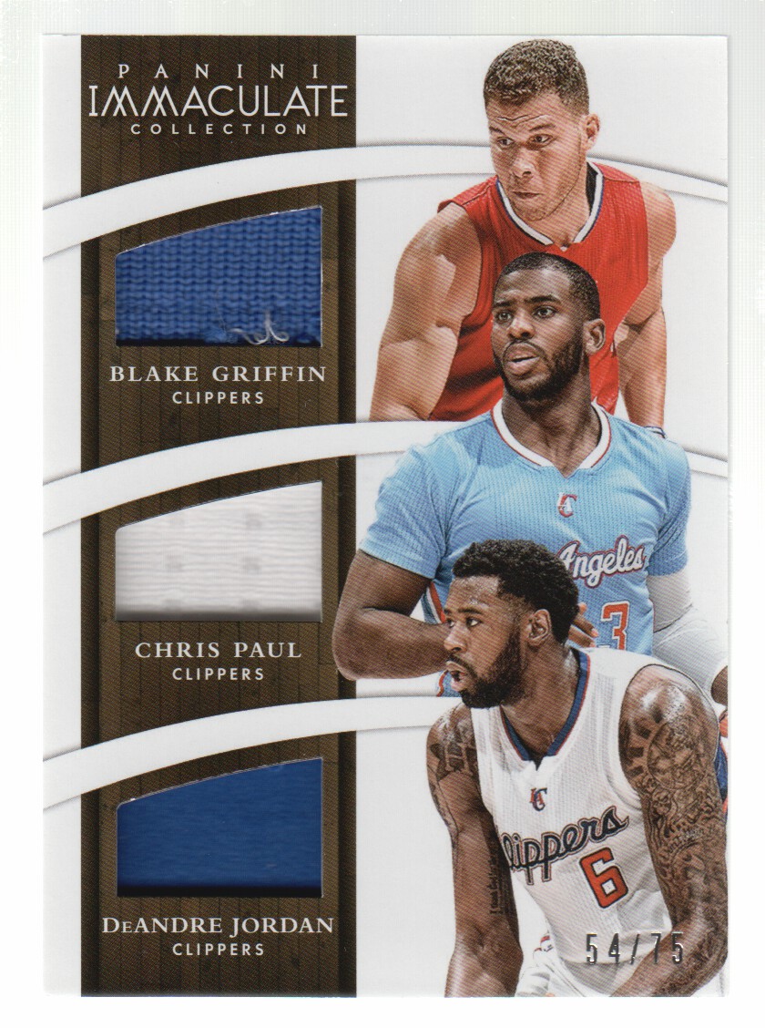 2014-15 Immaculate Collection Trios Materials #TLAC Blake Griffin/Chris Paul/DeAndre Jordan/75
