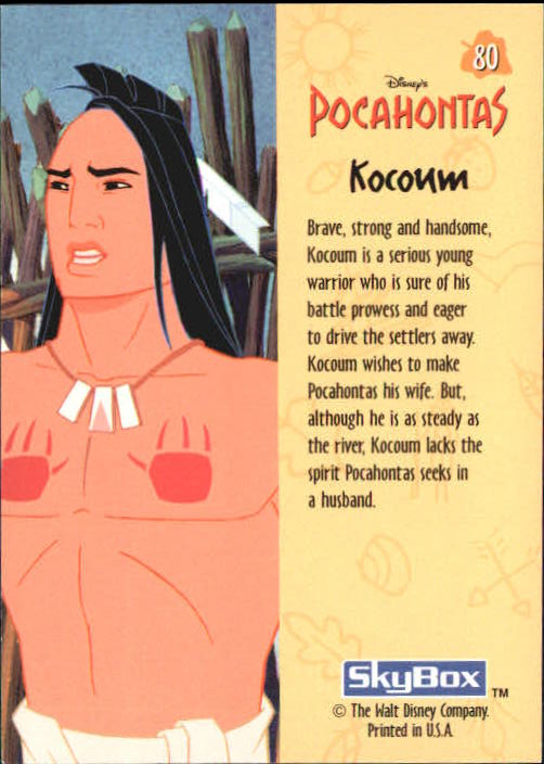 1995 SkyBox Pocahontas #80 Kocoum back image