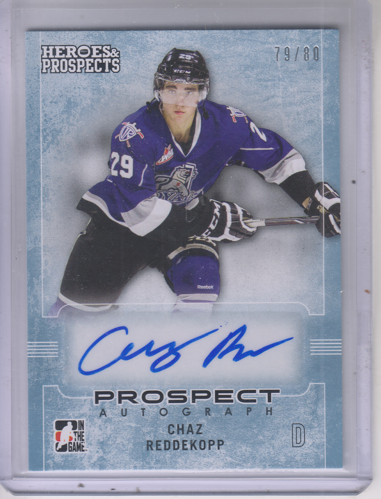 2014-15 ITG Heroes and Prospects Prospect Autographs #14 Chaz Reddekopp/80