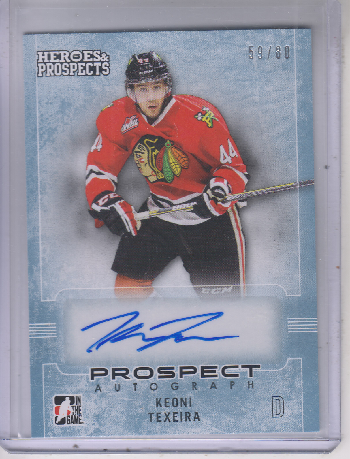 2014-15 ITG Heroes and Prospects Prospect Autographs #47 Keoni Texeira/80