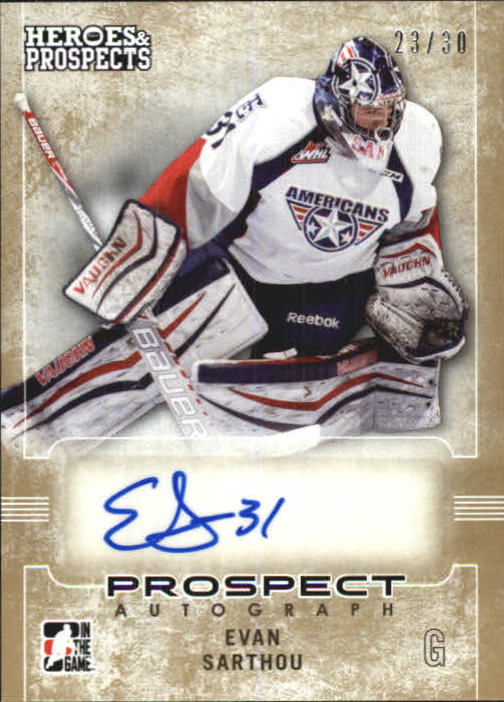 2014-15 ITG Heroes and Prospects Prospect Autographs Gold #25 Evan Sarthou/30