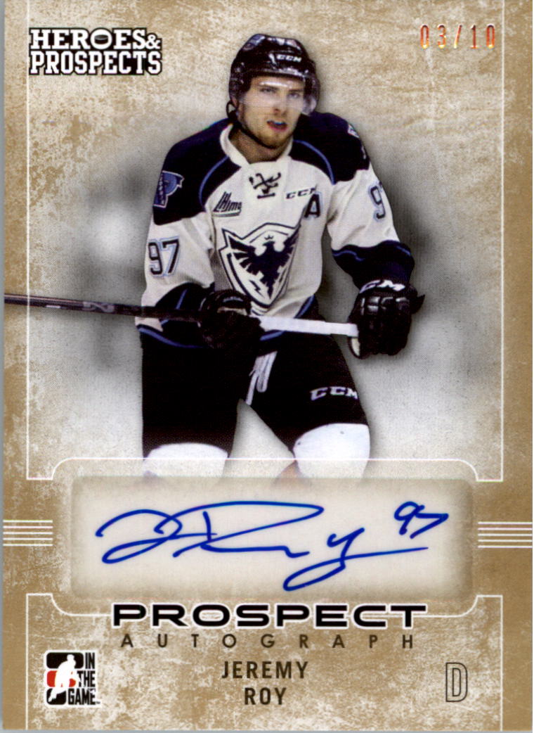 2014-15 ITG Heroes and Prospects Prospect Autographs Gold #39 Jeremy Roy/10