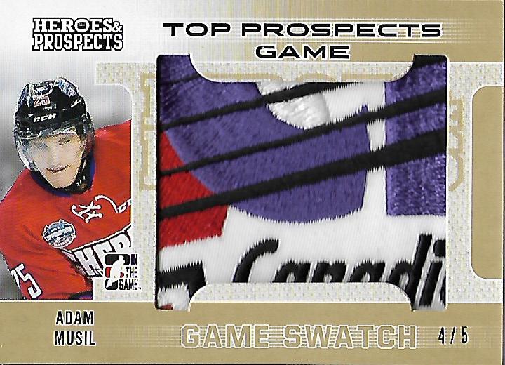2014-15 ITG Heroes and Prospects Top Prospects Jersey Patches Gold #AM2 Adam Musil