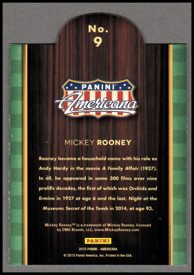 2015 Panini Americana On the Tube Vintage #9 Mickey Rooney back image
