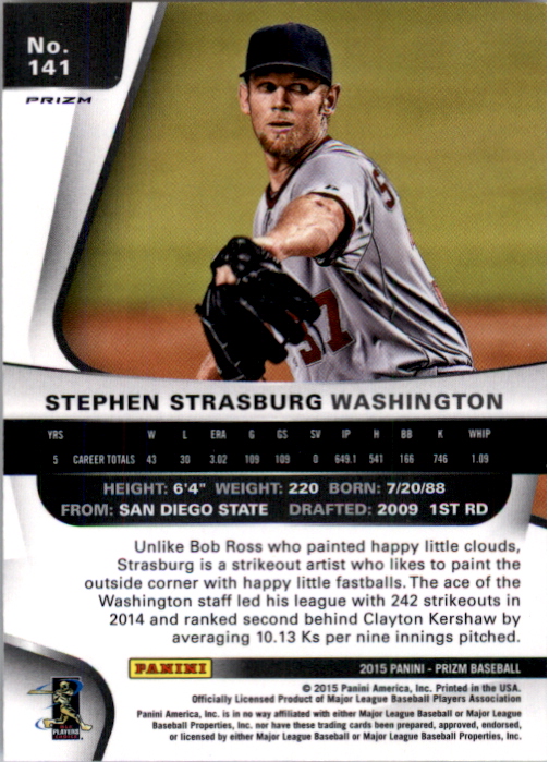 2015 Panini Prizm Prizms Red White and Blue Mojo #141 Stephen Strasburg