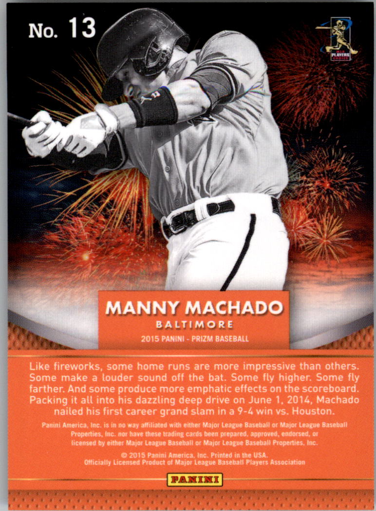 2015 Panini Prizm Fireworks #13 Manny Machado back image