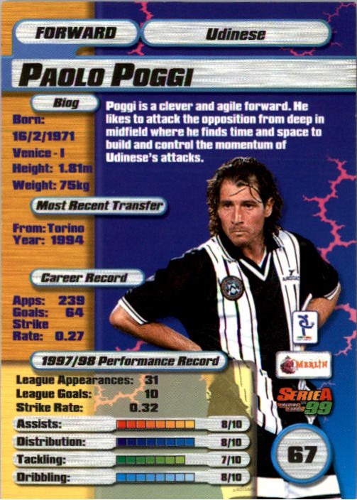 1998-99 Merlin Serie A #67 Paolo Poggi