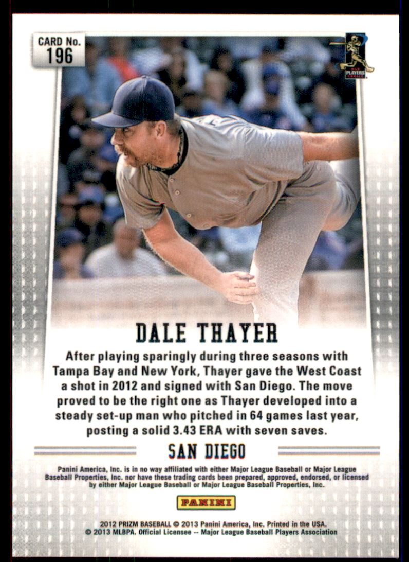 2012 Panini Prizm Father's Day #196 Dale Thayer back image
