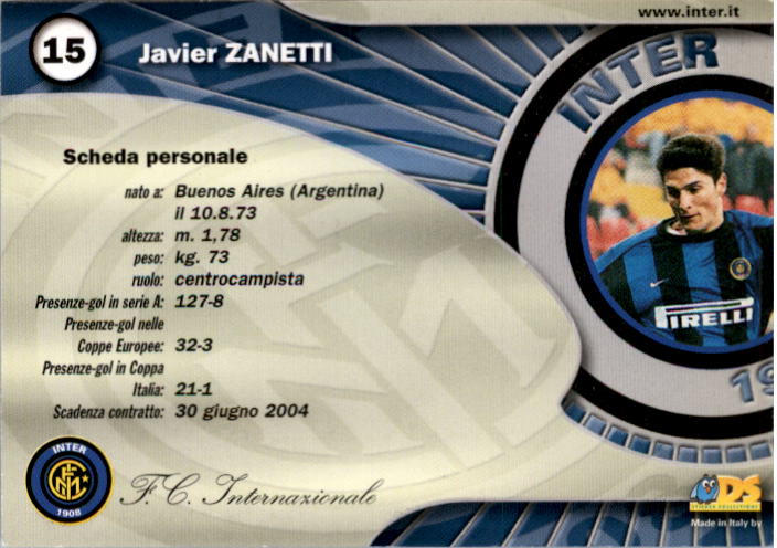 2000 Inter Milan DS #14 Francesco Colonnese back image