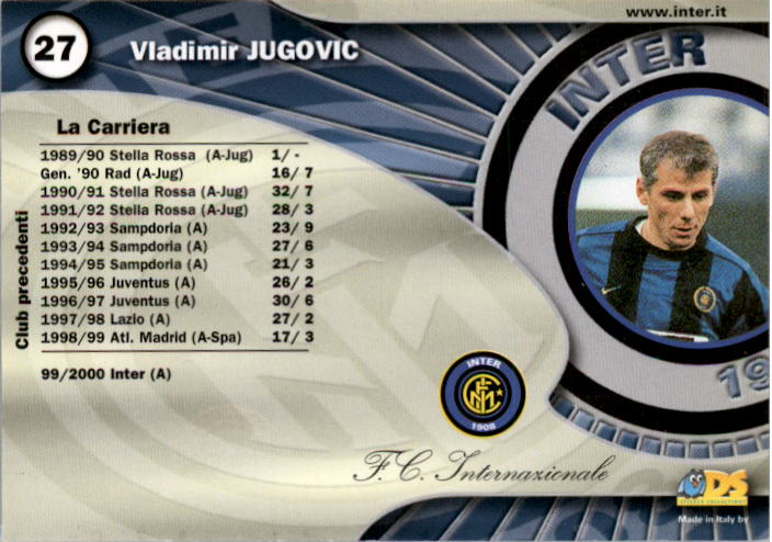 2000 Inter Milan DS #27 Vladimir Jugovic back image