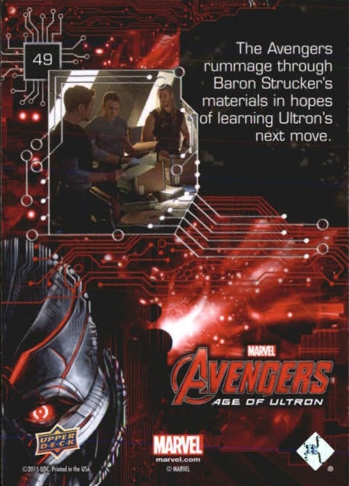 2015 Upper Deck Avengers Age of Ultron Silver #49 The Avengers rummage through Baron Strucker's mate back image