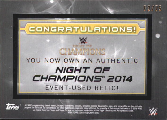 2015 Topps Chrome WWE Night of Champions Mat Relics Pulsar Refractors #NNO Mark Henry back image