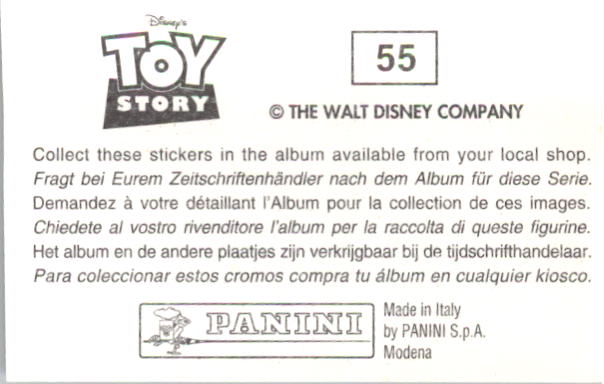 1996 Panini Toy Story Album Stickers #55 Sticker 55 back image