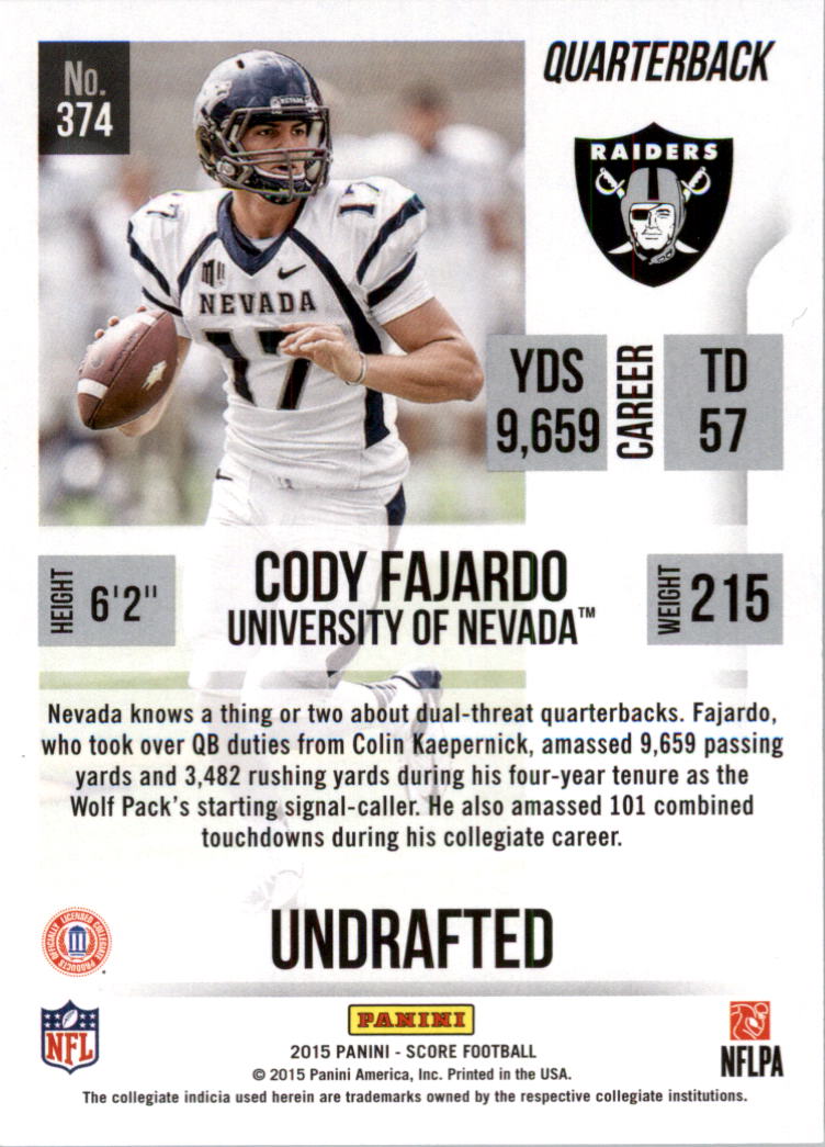 2015 Score Football Card Pick (Base) 259-440