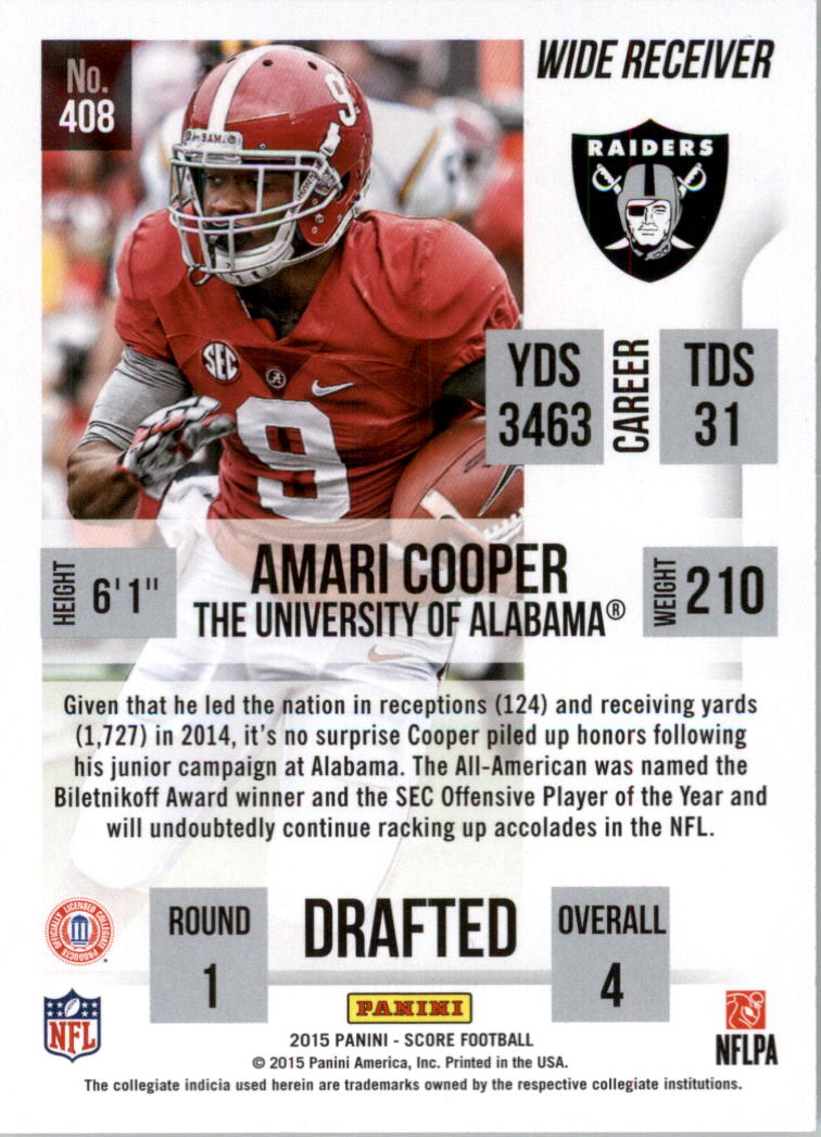 2015 Score Football Card Pick (Base) 259-440