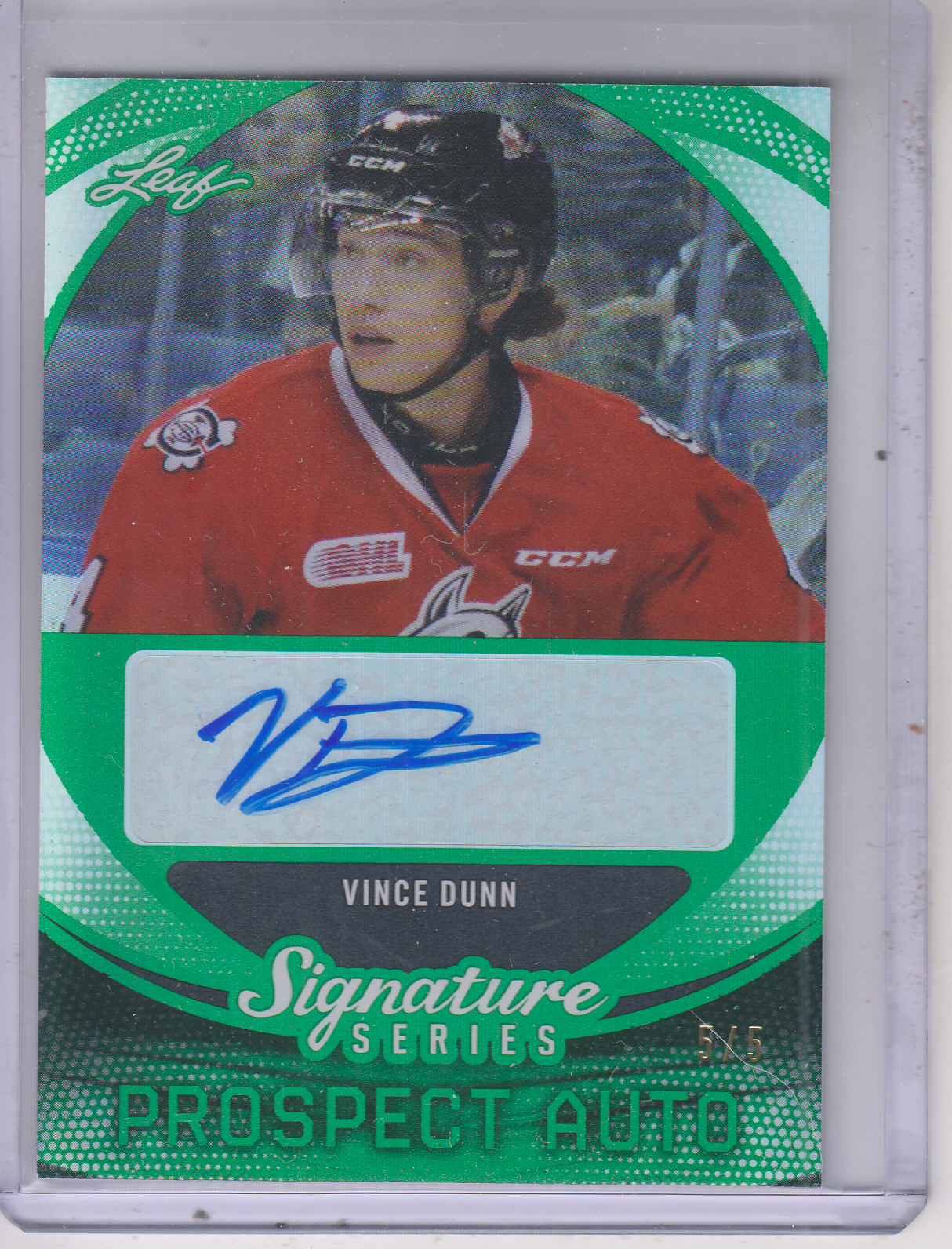 2015-16 Leaf Signature Series Prospects Autographs Green #SPVD1 Vince Dunn/5