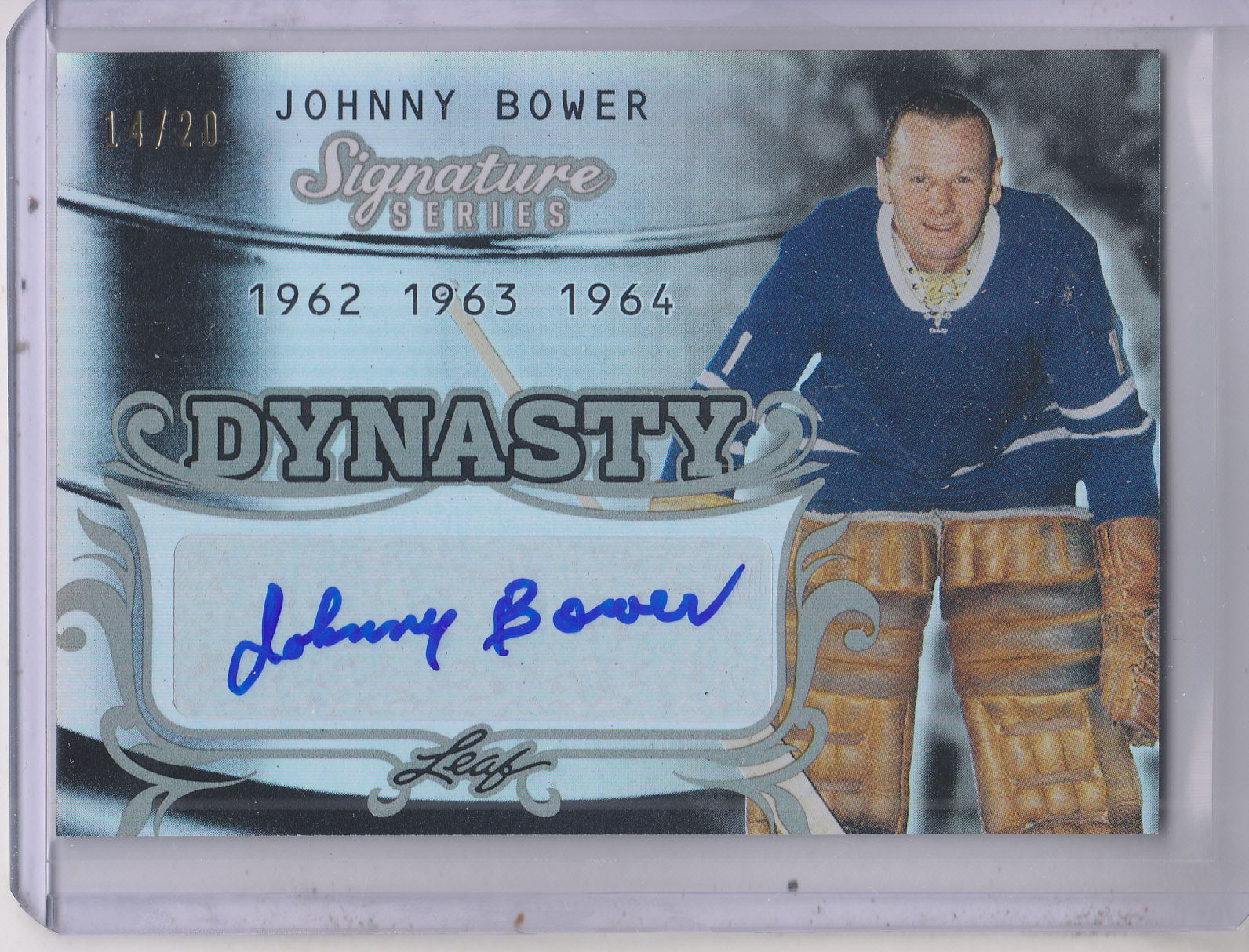 2015-16 Leaf Signature Series Dynasty Autographs Gray #SDYJB1 Johnny Bower