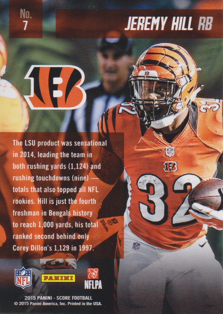 2015 Score Sophomore Selections Red #7 Jeremy Hill back image