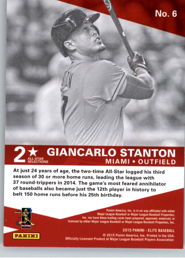 2015 Elite All Star Salutes #6 Giancarlo Stanton back image