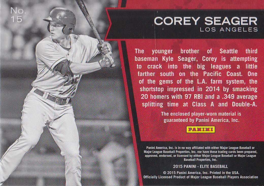 2015 Elite Future Threads #15 Corey Seager back image